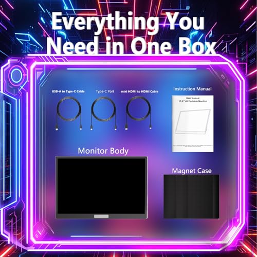 Image of 15.6 Inch 4K UHD Portable Gaming Monitor Supports HDR 100% sRGB Lightweight Metal Touchscreen with Type-C Mini HDMI Travel Monitor for Laptop /PC /Mac /PS5 /4 /Switch