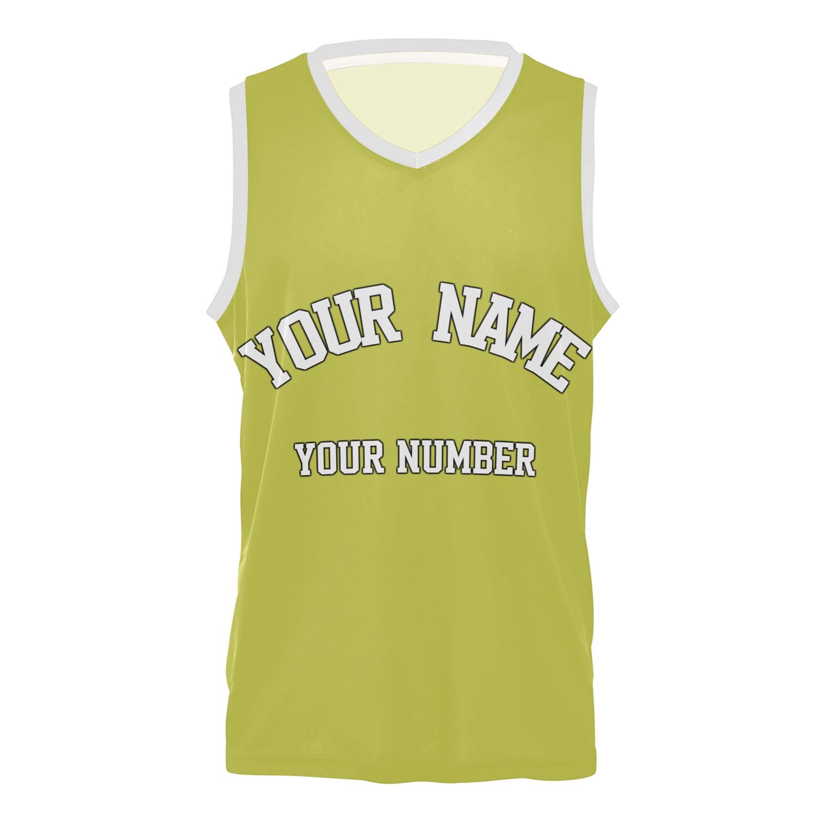Personalized Your Basketball Jersey Sports Shirt Mustard V-Neck Jersey Shirts Name Printed Custom Team Name Number for Men Women