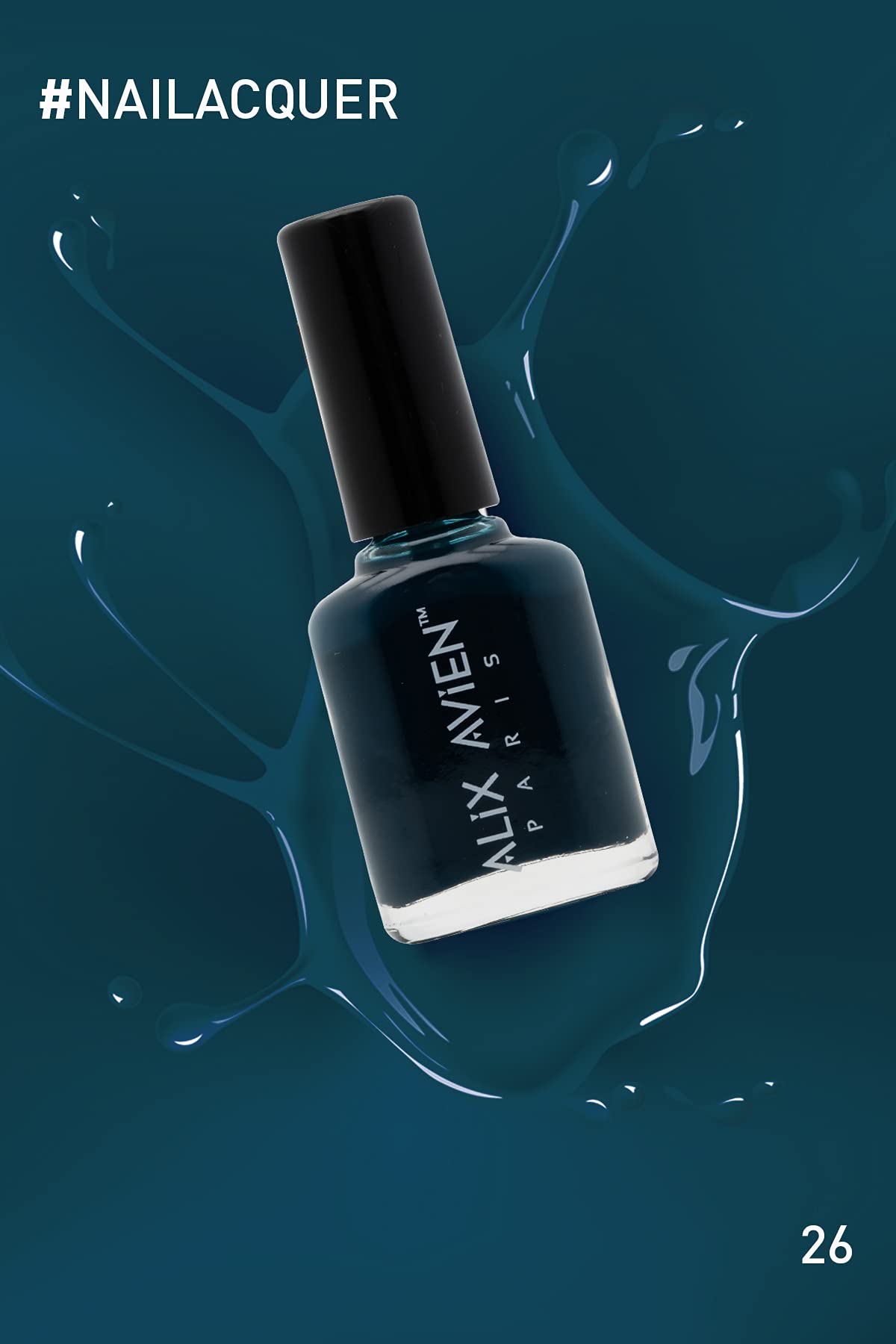 ALIX AVIEN Petrol Mavisi Oje 26 - Yüksek Pigmentli Uzun Süreli Kalıcılık Hızlı Kuruma - Nail Lacquer 26