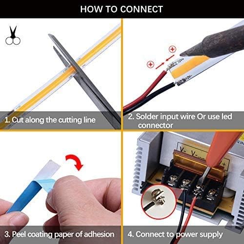 Miniatura 4 de Tira de luz LED flexible COB de 16.4FT5M DC12V24V 528ledsm Cinta flexible (24V, azul)