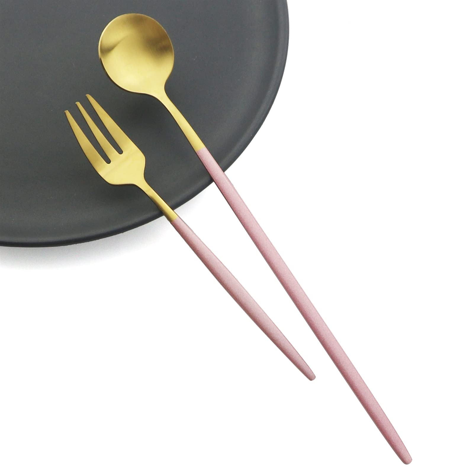 6 unids/set mango largo cubiertos mate acero inoxidable cucharas pulidas agitación agitación helado postre cucharas de té vajilla (Color : Champagne)