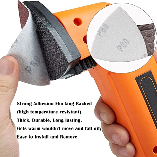 Airic 100Pcs 3-1/8In Triangular Sanding Padpapers 80 Grits 80Mm Hook & Loop Oscillating Tool Sandpaper, Fit 3-1/8 Inch Triangle Oscillating Multitool Sanding Pad, 80Mm80 #TOP3