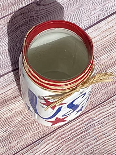 Patriotic Mason Jar Centerpiece | Handmade 4th of July Decor | Stars and Stripes USA Tiered Tray Accent - Image 6