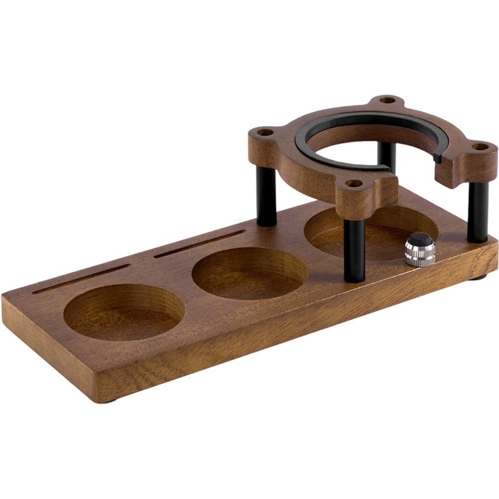 Doseur de café expresso avec station de tassage et support accessoires en bois