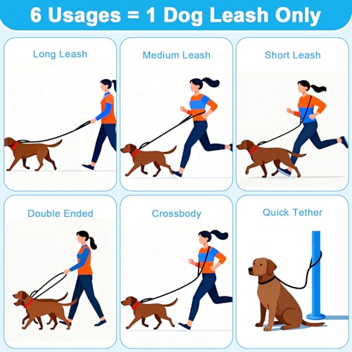 ETACCU Freihandleinen Hundeleine Große Hunde Joggingleine Hund Mit Verstellbarem Hüftgurt Verwicklungsfreie Reflektierende Leinen für die Taille für Mittelgroße und Große Hunde