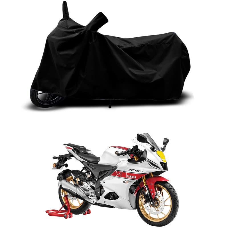 Image of 100% Scratchproof /UV-Rays /Heat Protection /Birds Dropping /Water Resistant /Dust Proof /Waterproof /Full Bike Scooty Two Wheeler Body Cover Compatible for R15 V4 All Varients[Black]