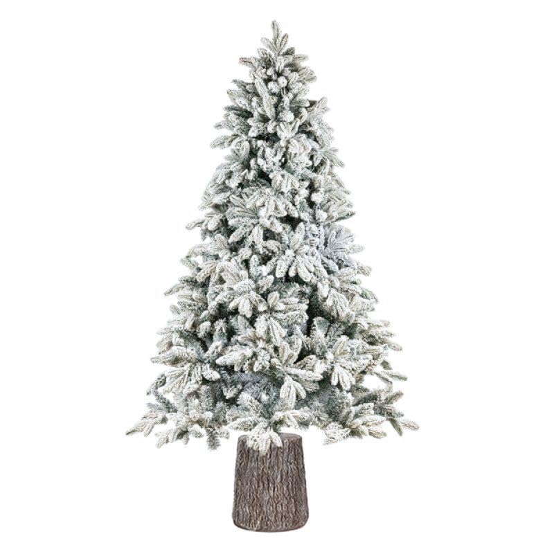 Nataland Albero di Natale Artificiale Verde Modello Nordend Con Altezza 210 Cm e Base a Tronco, Abete Super Folto con Effetto Realistico e Rami Con Aghi Anticaduta