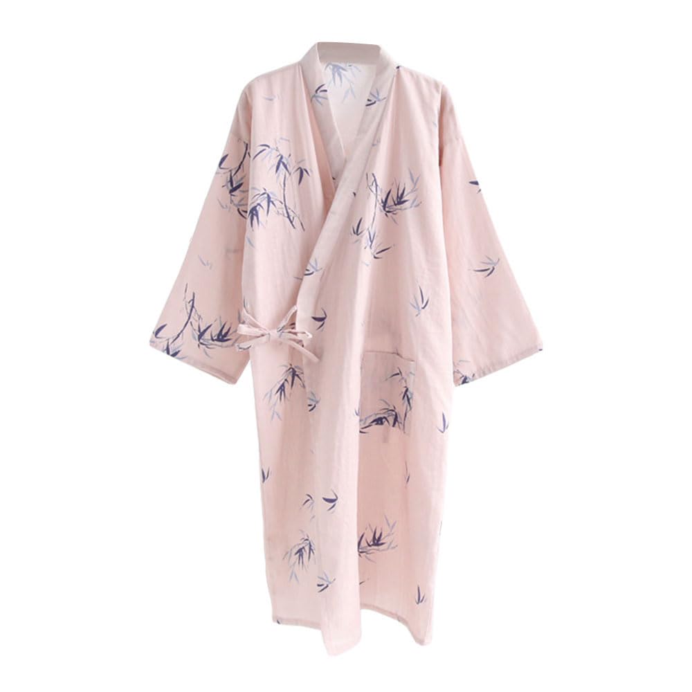 ZooBoo Japanese Kimono Nightgown Bathrobe - Cotton Spring Summer Robe Lightweight Thin Sleepwear for Women Men