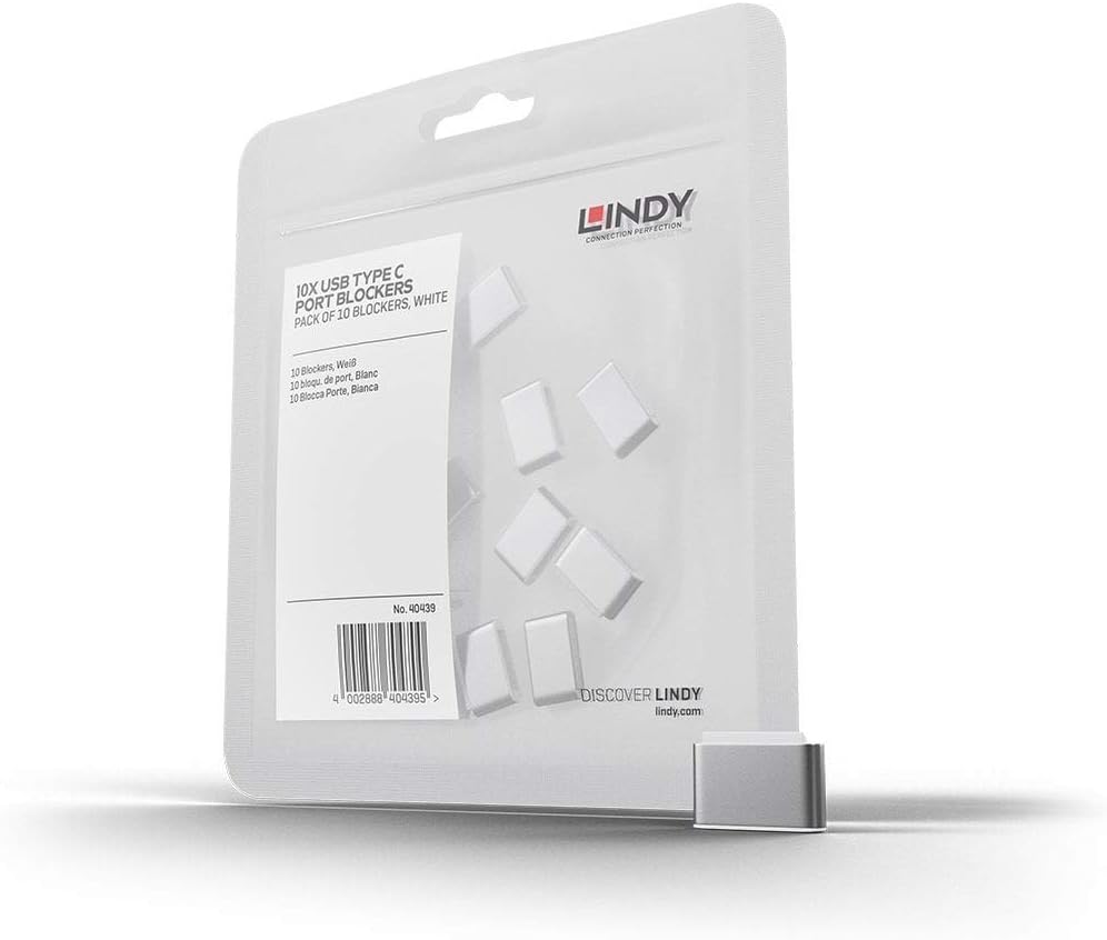USB Type C Port Blockers Without Key, White - Pack of 10