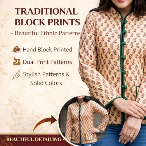 Image of Jackets for women | Cotton Quilted Reversible Short Jacket | Double Sided Warm Outerwear Coat for women |Jacket for women winter wear