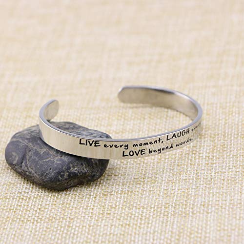Memgift Birthday Gifts For Women Inspirational Bracelets Live Laugh Love Personalized Wife Cuff Bangle Jewelry #TOP1