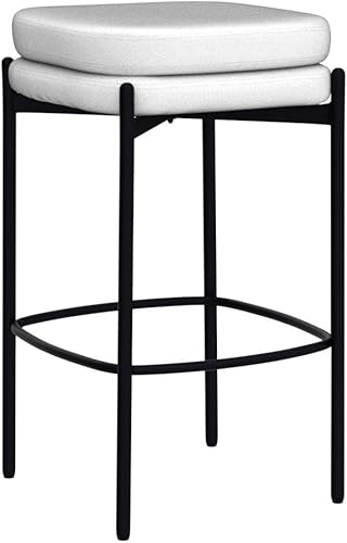 Miniatura 4 de DUHOME Taburetes de bar de altura de mostrador de 26 pulgadas, juego de 2 sillas de bar redondas con reposapiés, taburete tapizado moderno sin