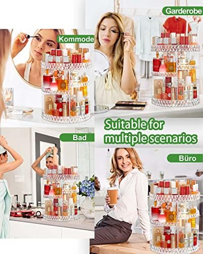 Makeup Organiser 360 Rotating, Adjustable 6 Layers Large Capacity Perfume Stand, Famitree Skincare Organiser for Cosmetic, Perfume, Jewellery, Vanity Table, Bedroom, Makeup Carousel(Clear)