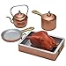 The Queen's Treasures 18 Inch Doll Baking Accessories, 7 Piece 18 Copper Look Kitchen Pots, Pans, Tea Kettle, Plus Roast Chicken, Compatible with American Girl Dolls Kitchens & Furniture