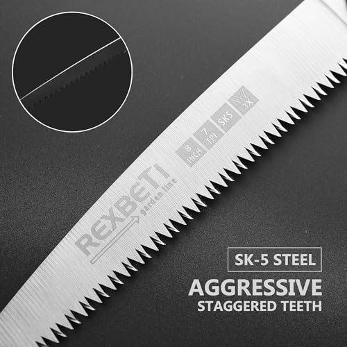 REXBETI Serra dobrável, serra manual de lâmina de design compacto de 20,32 cm para acampamento de ma