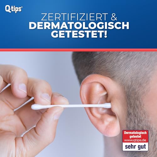 Q-tips Pflege-Wattestäbchen mit Papierschaft, Würfelbox, Vorteilspack (9x 206 Stück), 100% biologisch abbaubar, Baumwolle ohne Plastik, Reinigung der Ohren, Abschminken und Korrektur von Makeup