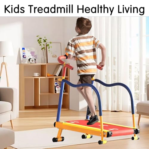 Image of Kids Treadmill for Ages 4+, Incline & Handle Bar, LED Display, Manual Walking Pad, Home Exercise Equipment for Boys & Girls, Safe Fitness Training for Children