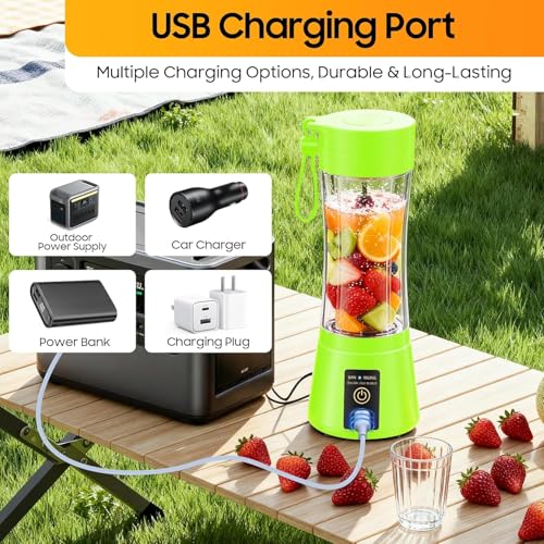 Image of Xapiaxa Portable 450 ml Blender 6-Blade - USB Rechargeable Personal Smoothie Maker, Juicer Cup, BPA-Free Travel Mixer (Multicolor)