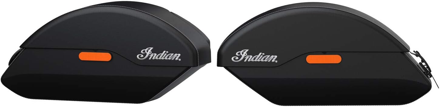 Indian Motorcycle Quick Release Semi-Rigid Saddlebags in Black, Pair, Specific for Scout Sixty ABS, Scout ABS, Genuine OEM Part 2889282-VBA