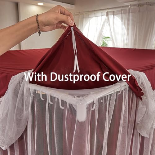 Moustiquaire princesse de luxe pour lit king size double couche couleur lie de vin