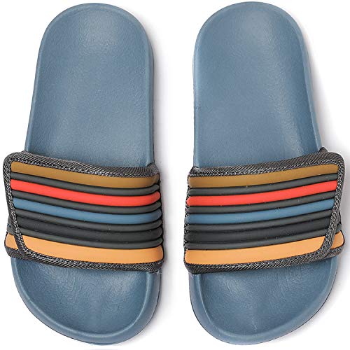 Ataiwee kid's slide sandals, boys girls touch fastening stripe be…
