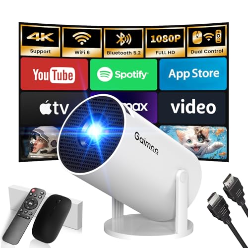 [App integrata] Mini Proiettore 2025 Upgraded Proiettore Portatile Dual Control con Mouse Android TV...