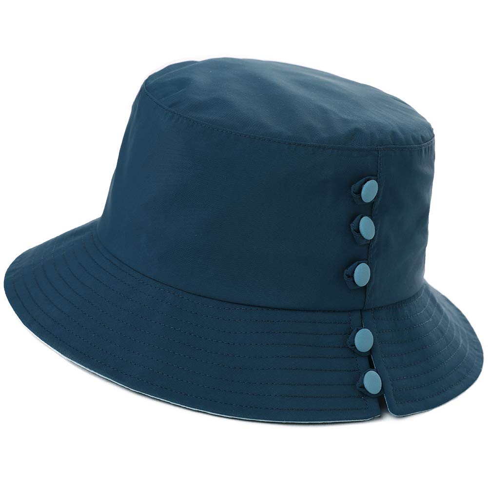 Rain Bucket Hat Women Fashionable Wide Brim Sunhats Water Resistant  Waterproof Hats Walking Hiking with Chin Cord Crushable Packable Adjustable  Blue