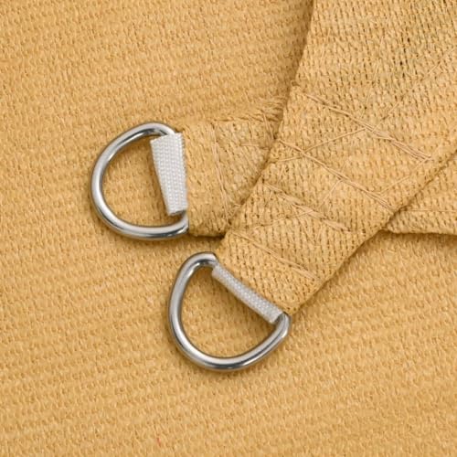 Voile d'ombrage rectangulaire sable en PEHD et fixations acier inoxydable