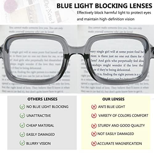 Image of Blue Light Stylish Readers for Men Women,Square Sturdy Computer Eyewears Unisex Blue Light Blocking