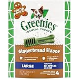 Greenies Gingerbread Flavor Large Size, Veterinarian-Recommended for Dental Care, Dog Treat Chews, Great Holiday Dog Stocking Stuffers, Limited Edition, 6 oz. Pouch (4 Treats)