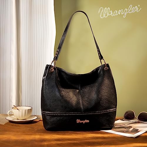 Image of Wrangler Hobo Bags for Women Vegan Leather Top Handle Shoulder Purses and Handbags