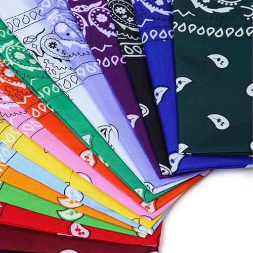 Luckwaii Bandana Halstücher für Damen Herren, 22 Stück Nickitücher Kopftuch Paisley Muster Kopftücher Halstuch Männer, Mischfarben Taschentücher Haar Schal Quadratische Tücher Bandanas 55 x 55 cm