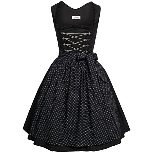 Dirndl Damen Almsach Midi Amelie in Schwarz