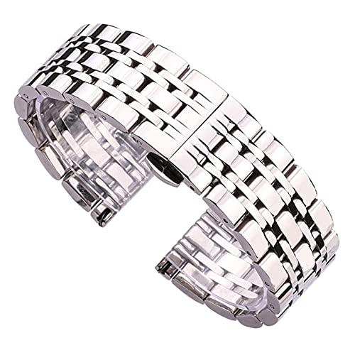 Correa de reloj de acero inoxidable pulido de 20mm elegante para hombre