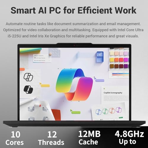 Image of Lenovo ThinkPad T14 Intel Core Ultra 5 225U Business AI Laptop, 32GB 512GB