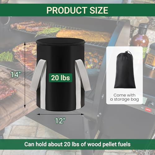 9 kg Holzpellet-Aufbewahrungstasche, wasserdichter Pellet-Aufbewahrungsbehälter für Grill und Smoker, hält Pellets trocken, tragbare Outdoor-Grill-Brennstoffaufbewahrung (1 Stück, 9 kg)