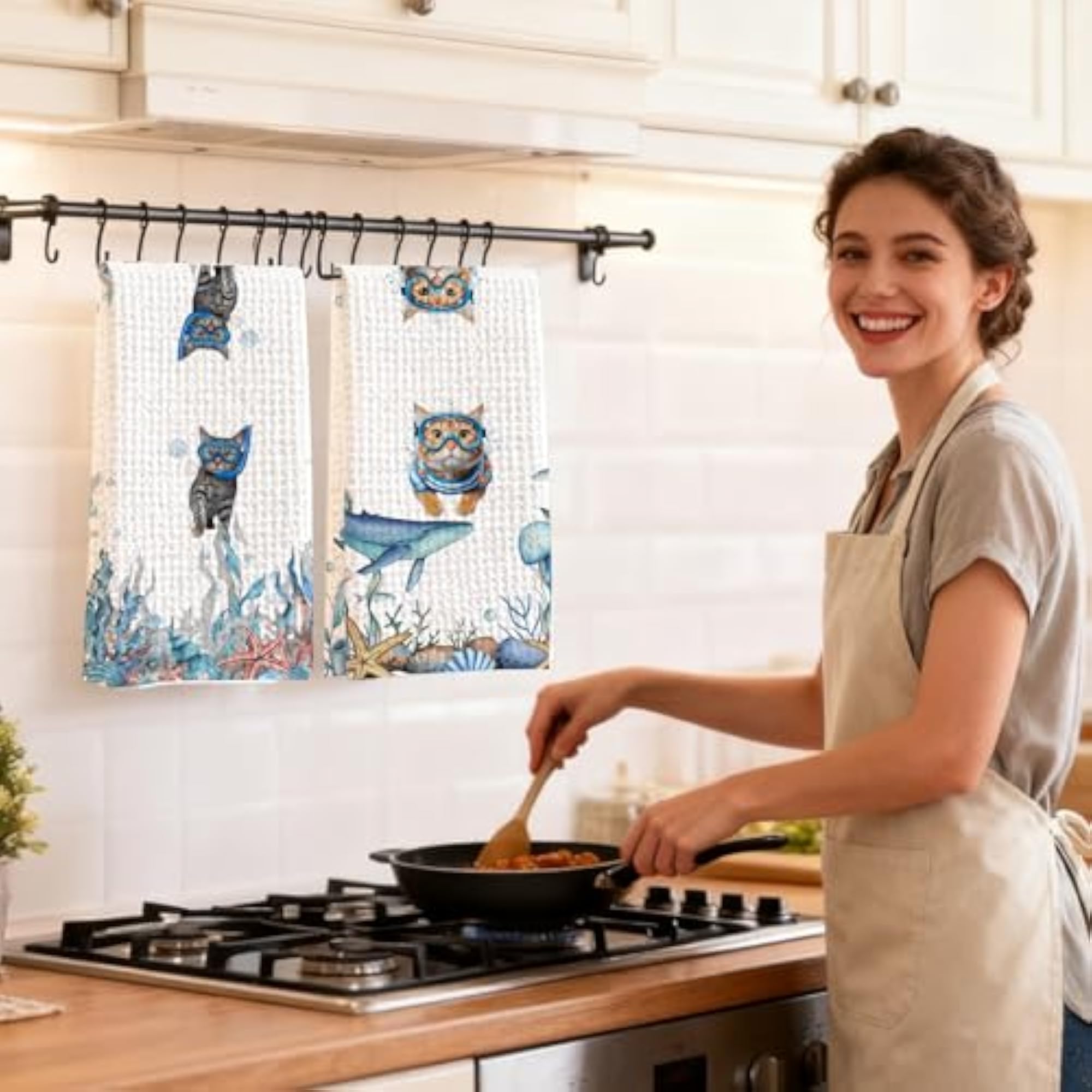Funny Orange Cats Kitchen Towels, Gift for Cat Lovers