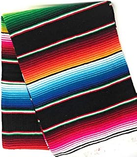 Mexitems Large Authentic Mexican Blanket Colorful Serape Blanket 7' X 5'