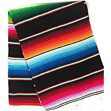 Large Authentic Mexican Blanket Colorful Serape Blanket 7 X 5 Pick Your Color Black