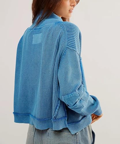 Image of Womens Cropped Cardigan Sweaters Y2k Open Front Cardigans Long Sleeve Oversized Fall Sweater Trendy