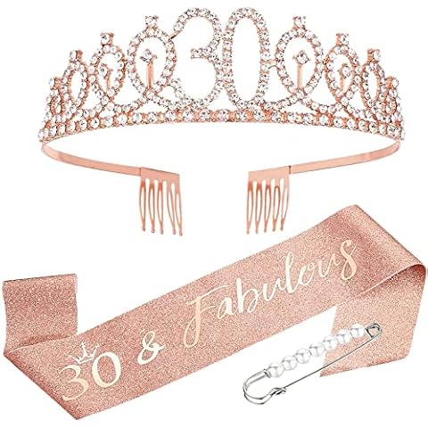 YOUYIKE Corona de 30 Cumpleaños con Purpurina Dorada Rosa Cover