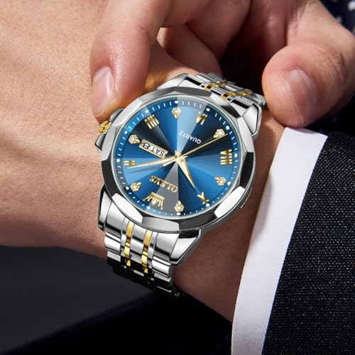 Image of OLEVS Mens Watches Analog Quartz Original Perfume Watch for Man Diamond Stainless Steel Waterproof Calendar Stylish Business Men's Branded Watches
