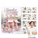 Botanische Gartenaufkleber-Sammlung – Flower Match Decorative Stickerbuch aus Papier | Bastelbedarf mit Naturthema für Laptops, Planer, Zeitschriften