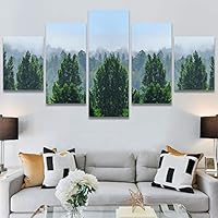 SIGNWIN 5 Panel Canvas Wall Art Modern Art Decorative Elements Expressive Leaves Multicolor Patterns Photography for Home Decorations Ready to Hang - 60
