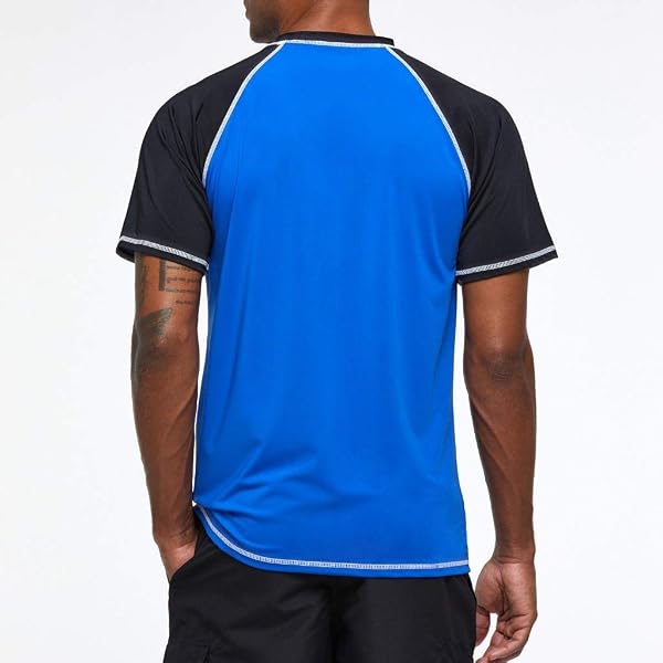 Arcweg Rashguard Mare Surf Uomo Maniche Corte Protezione Solare UV UPF 50+ Asciugatura Veloce Maglia Anti UV Pescs Stile Sciolto Elastica Maglietta Piscina - 4