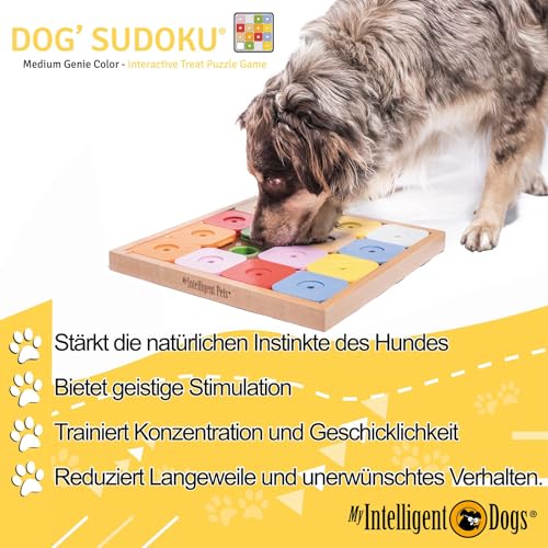 My Intelligent Dogs Interaktives Hundespielzeug Intelligenz, Hundepuzzle - Intelligenzspielzeug für Hunde Mentalen Auslastung - Interaktives Spielzeug Hund, Denkspiele für Hunde Sudoku Genie Color