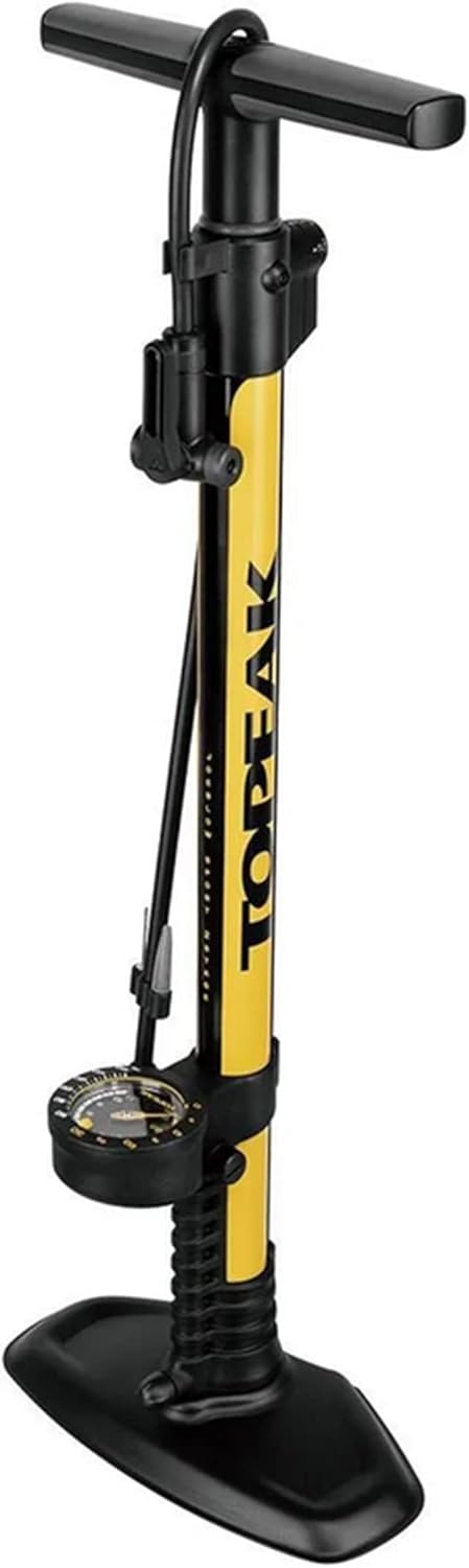 Topeak JoeBlow Sport 2Stage Bike Pump – Dual-Stage High Volume & High Pressure, TwinHead DX5 for Presta, Schrader, Dunlop, Steel, Aluminum Construction, 160 PSI, Extra-Long Hose