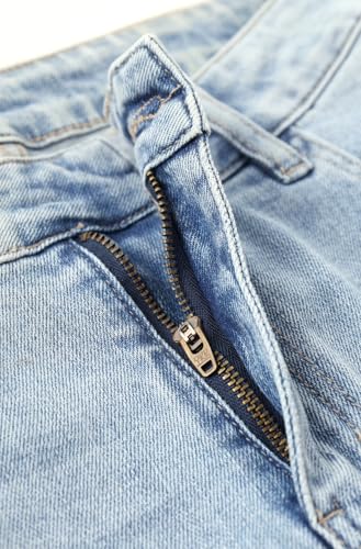 Men's Slim Fit Stretchy Mid Waist Distressed Jeans Light Blue Washed Ripped for Outdoor Commuting Jeans4