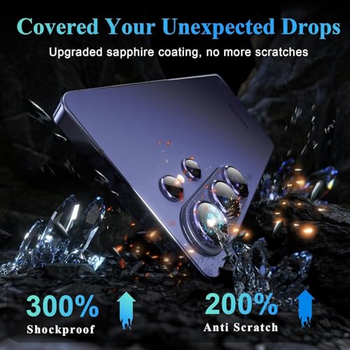 Image of Galaxy S26 Ultra Camera Protector, 9H Tempered Glass Lens Screen Protector with Metal Ring Decoration, Strong Adhesive Camera Lens Cover for Samsung Galaxy S26 Ultra-PURPLE