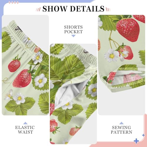 ZZXXB Strawberry Bee Boys Long Pants Soft Trousers Elastic Waist Kids Lounge Bottoms with Pockets S-XL4